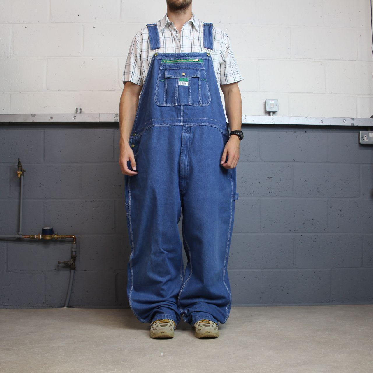 Vintage baggy denim Dungarees wide leg y2k blue Liberty workwear bib & brace overalls utility
