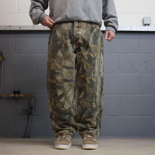 Y2K Wrangler camo jeans double knee khaki Loose Realtree camouflage pants