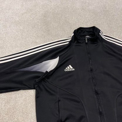 Vintage Adidas track jacket XXL men's y2k 00s style black funky sports tracksuit