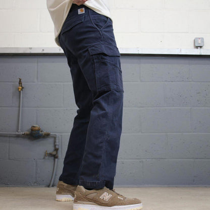 Navy Carhartt cargo pants W32L28 relaxed fit 90s 00s skater style cargos trousers utility workwear