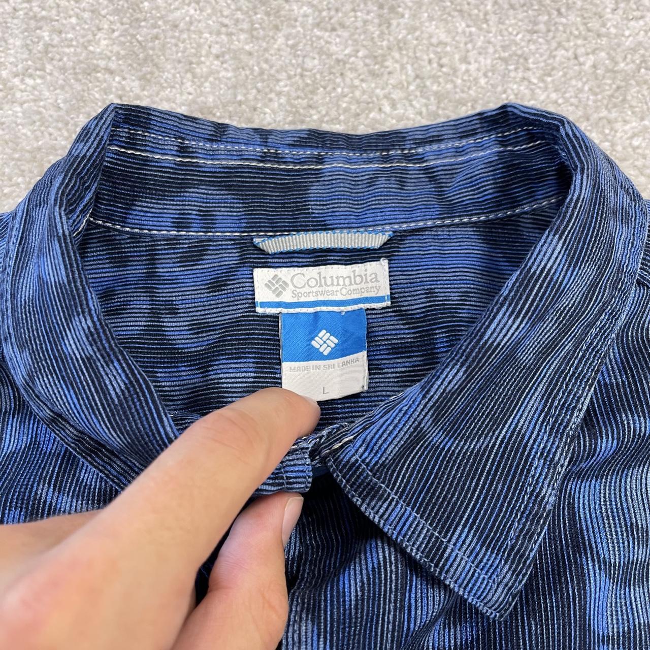 Columbia corduroy short sleeve Hawaiian shirt blue Y2K floral patterned festival surf summer shirt