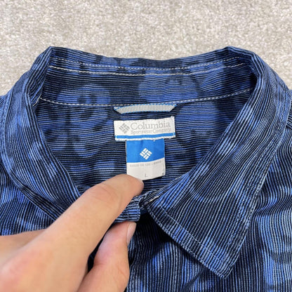 Columbia corduroy short sleeve Hawaiian shirt blue Y2K floral patterned festival surf summer shirt