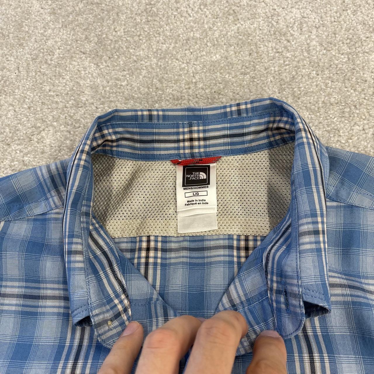 North Face checkered short sleeve shirt blue TNF festival surf style check shirt button down summer