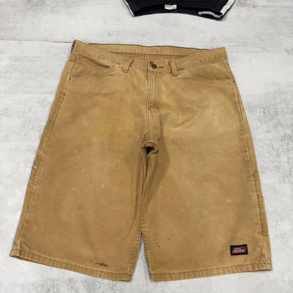 Baggy Dickies carpenter shorts W36 loose Tan canvas skater style jorts