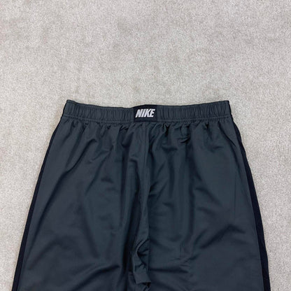 Baggy Nike Trackies Large Grey y2k 00s style loose wide leg joggers embroidered logo side stripe