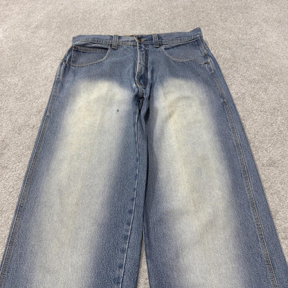 Y2K baggy embroidered jeans blue denim W34L34 Brock loose surf style pants