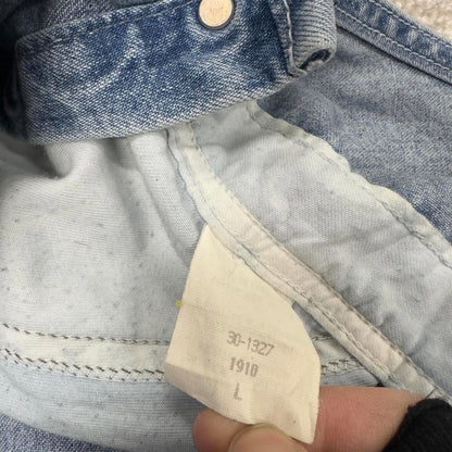 Vintage y2k baggy denim Dungarees loose leg blue Ikeda workwear bib & brace overalls utility