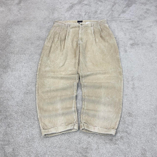 Vintage cream Club Room wide wale corduroy trousers W38L30 loose jumbo cord pants 90s skate style