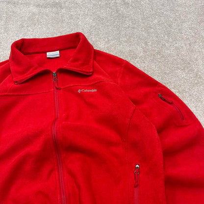 00s Columbia technical fleece XL women's red full zip up y2k style autumn