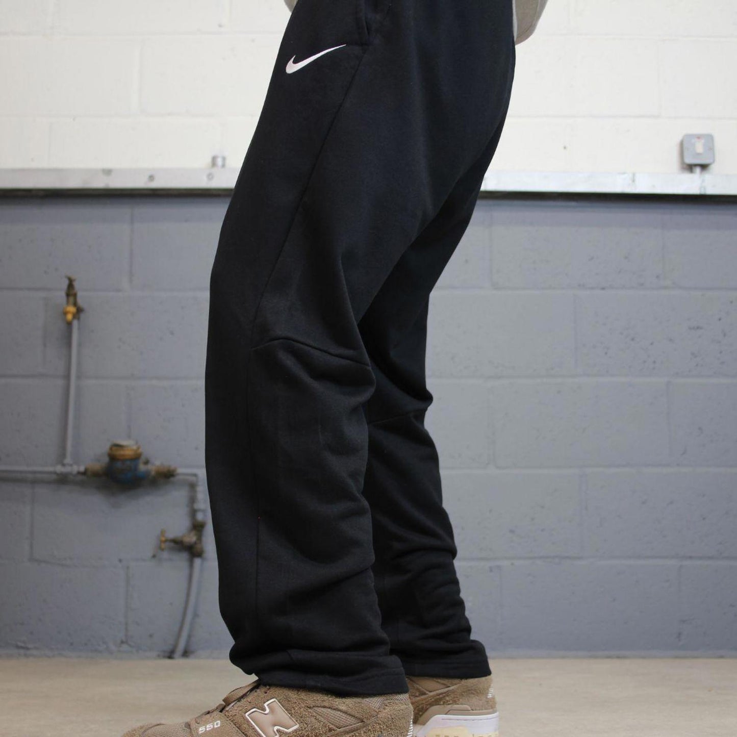Nike Trackies L black y2k 00s style dri-fit joggers embroidered logo
