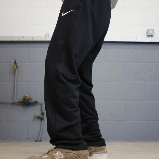 Nike Trackies L black y2k 00s style dri-fit joggers embroidered logo