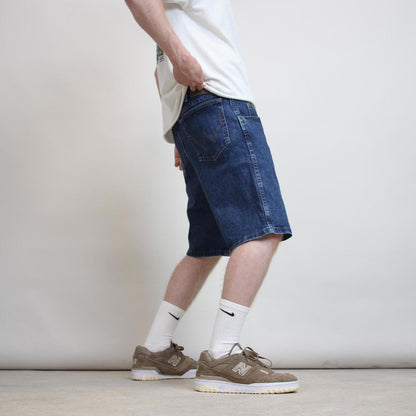 Mens Wrangler jorts W34 blue loose denim skater style shorts