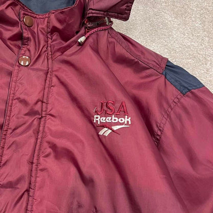 Vintage y2k technical windbreaker jacket burgundy Boxy embroidered bomber jacket with detailing
