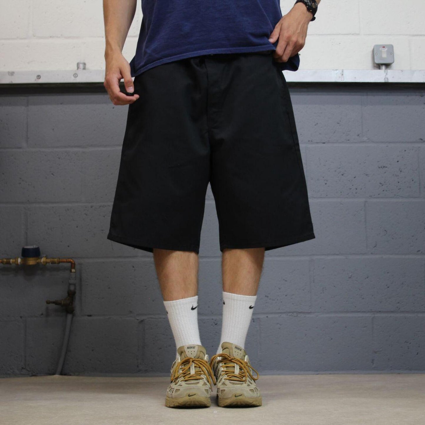 Dickies chino shorts carpenter black Chino style skater shorts long loose leg festival