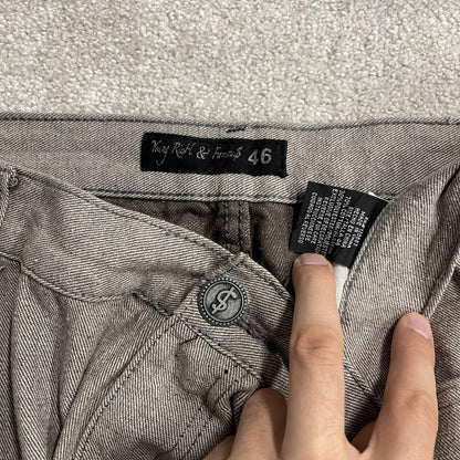 Young Rich & Famous embroidered jeans loose grey denim Y2K Loose surf style pants