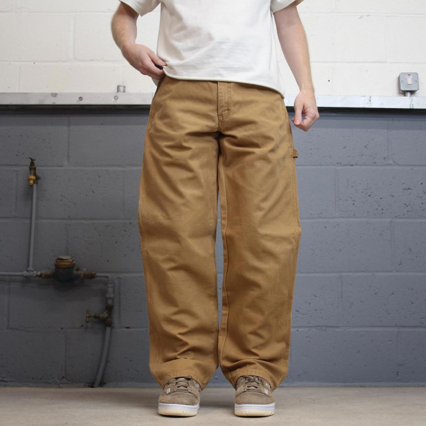 Baggy Dickies carpenter jeans W34 L32 tan loose canvas cargo skater pants
