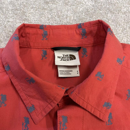 North Face funky pattern short sleeve shirt red TNF surf style summer festival shirt