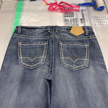 Mens Tin Haul embroidered jeans W38L34 y2k style stich detailing