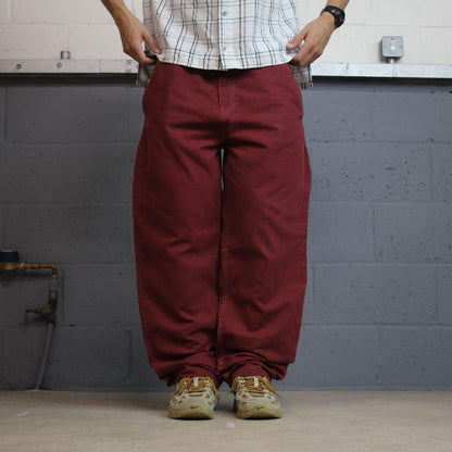 Baggy carpenter jeans y2k loose wide leg burgundy Cotton On 100% cotton skater utility cargo pants