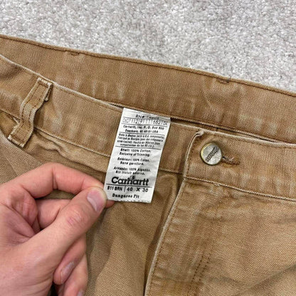 Baggy vintage Carhartt carpenter jeans tan brown Loose wide leg skater style cargo work pants