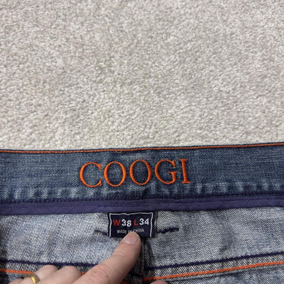 COOGI embroidered baggy jeans y2k W38L32 blue Large embroidered COOGI country club loose leg skater
