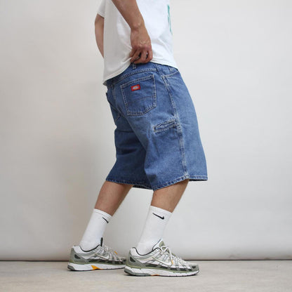 Mens baggy Dickies carpenter Jorts W38 blue loose denim 90s style cargo skater shorts
