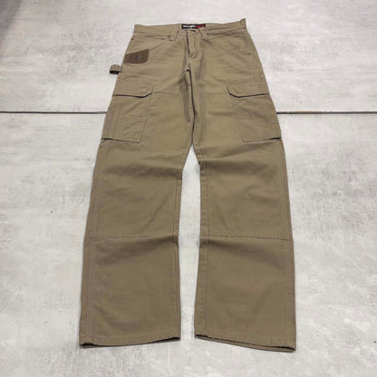Khaki Wrangler double knee carpenter jeans W30L32 loose canvas 90s skater style cargos
