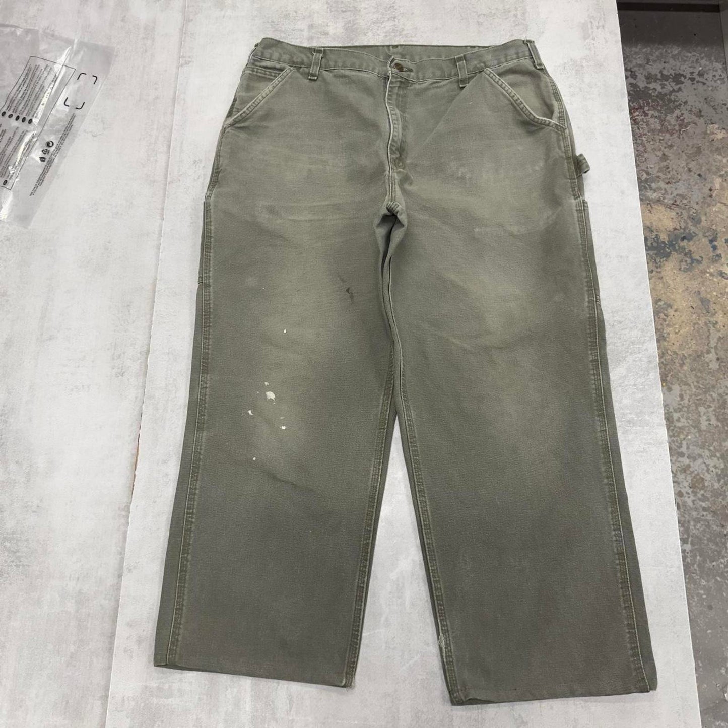 Green Carhartt carpenter pants W38 L27 loose canvas 90s style skater cargos