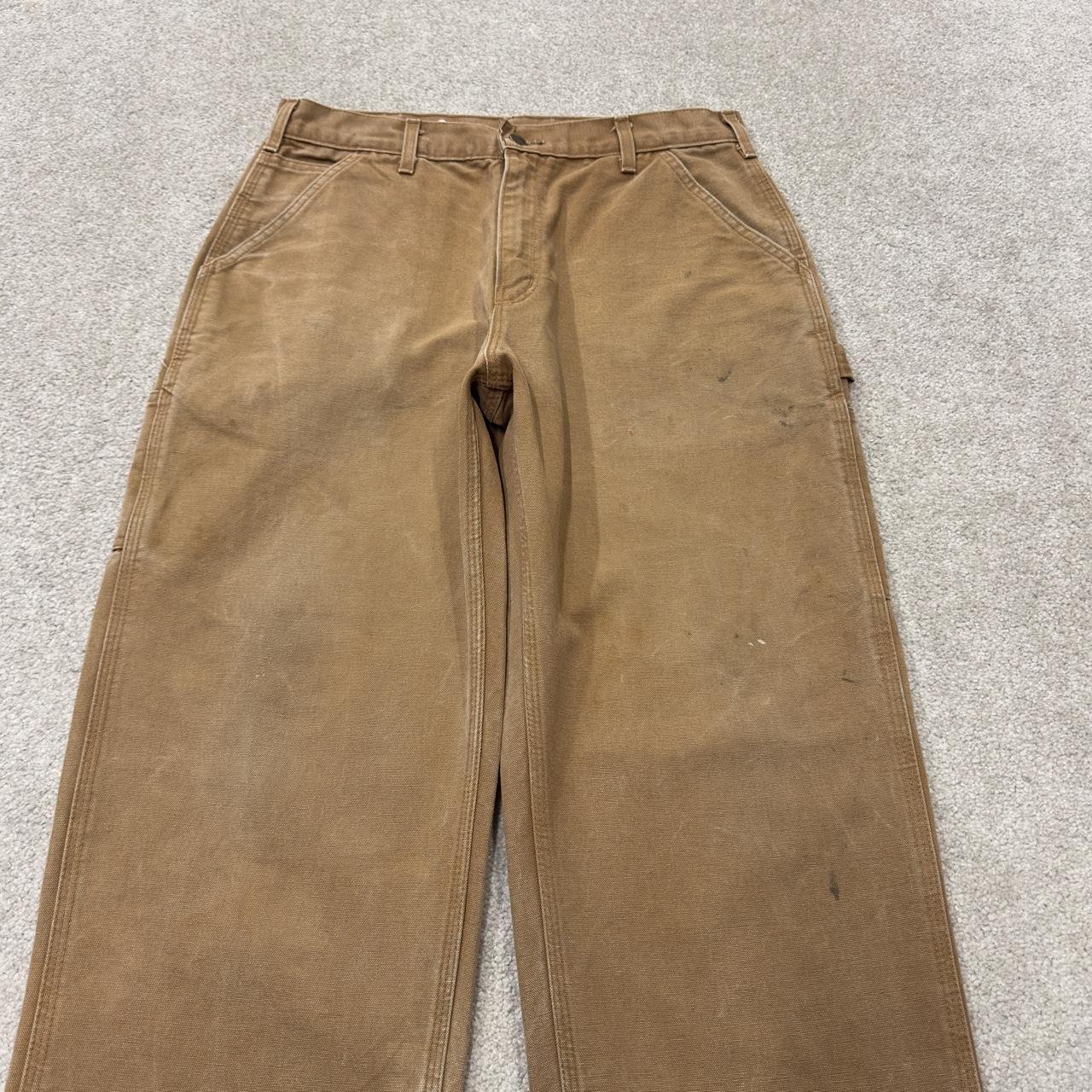 Vintage baggy Carhartt carpenter pants y2k tan brown Loose leg 100% cotton skater style workwear