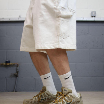 Baggy denim carpenter shorts cargo white Arsenic loose skater style jorts