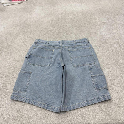 Denim carpenter shorts cargo blue Basic Editions loose leg skater style surf jorts