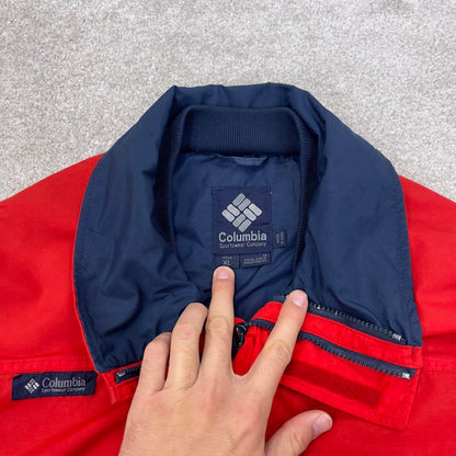 Red Columbia technical jacket XL men's y2k style full zip windbreaker autumn hiking
