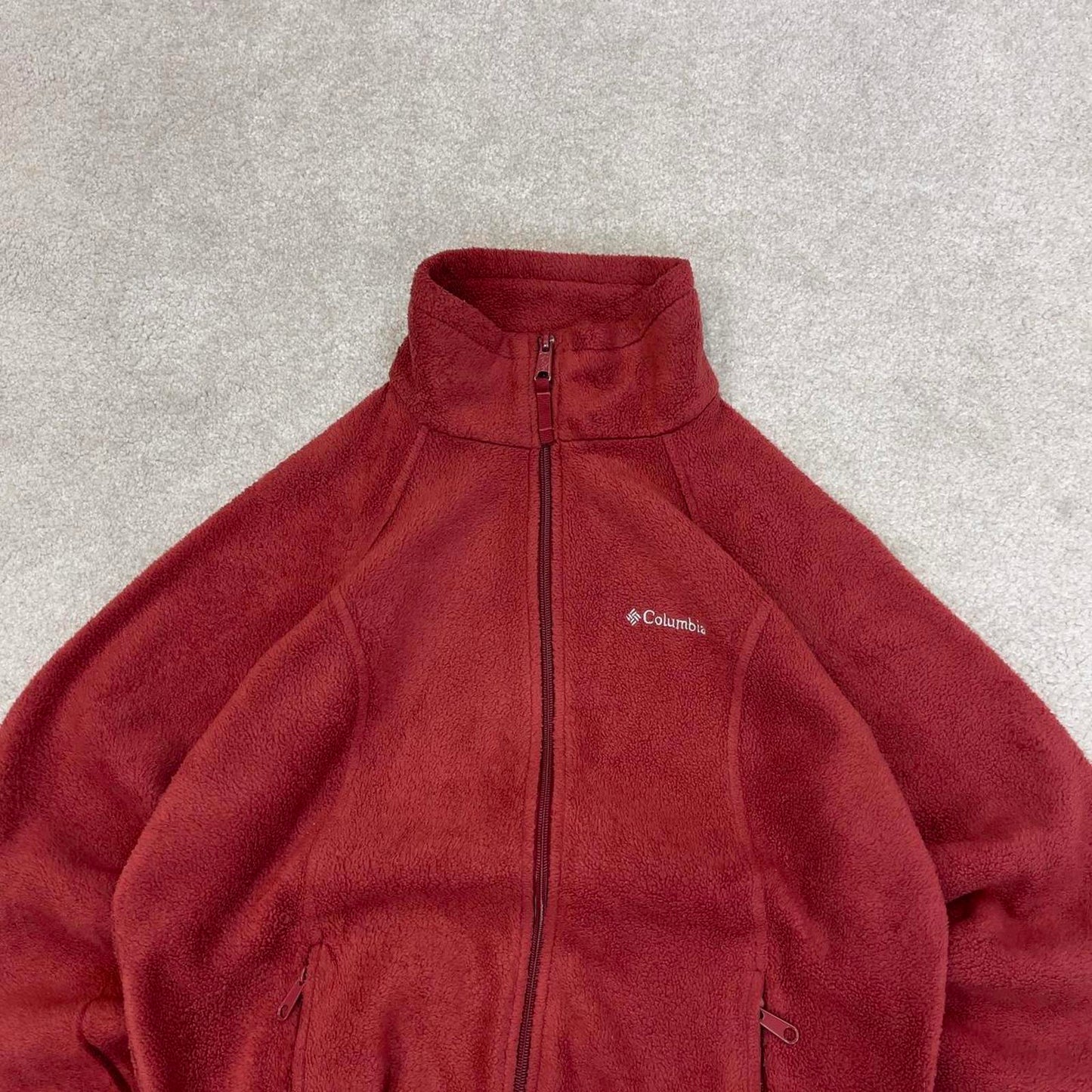 Red Womens Columbia technical full zip fleece Medium y2k style autumn