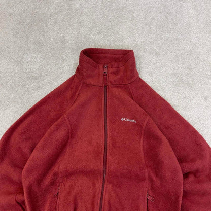 Red Womens Columbia technical full zip fleece Medium y2k style autumn