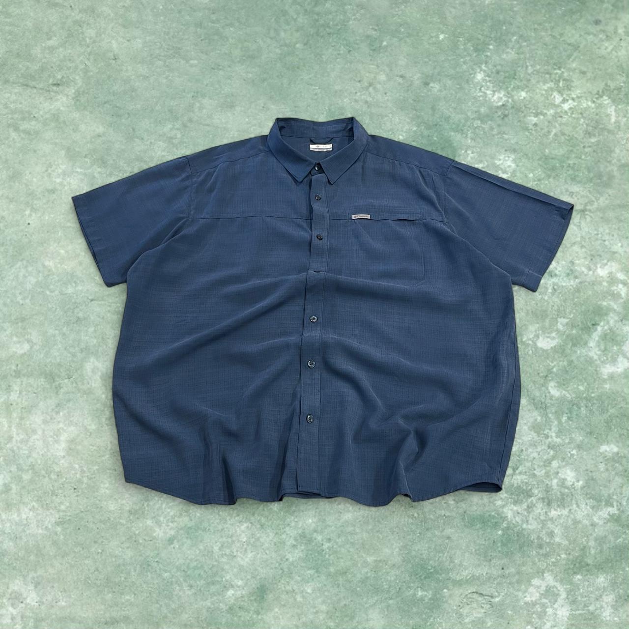 Columbia baggy short sleeve shirt navy Festival style button down summer shirt