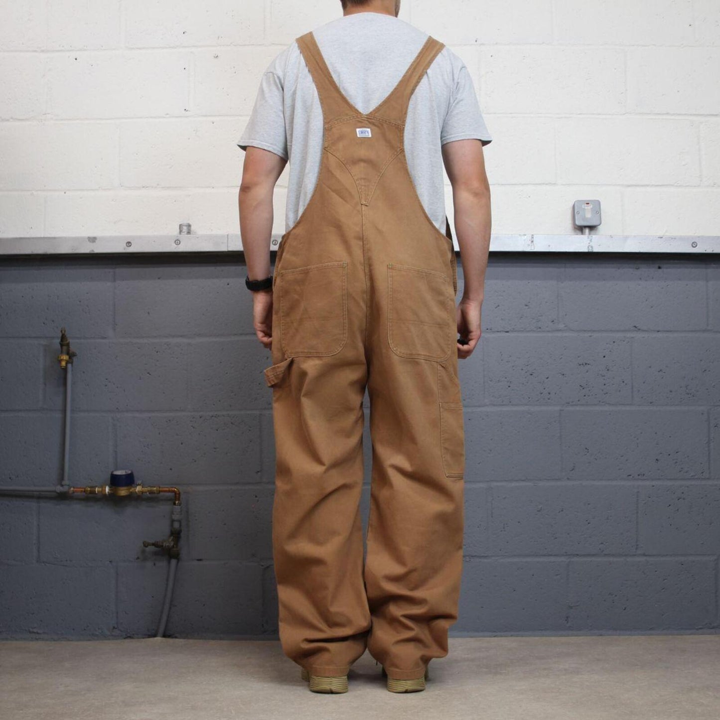 Vintage y2k baggy denim Dungarees loose tan Liberty workwear bib & brace overalls utility