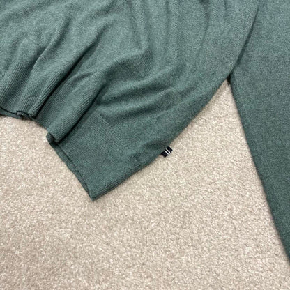 00s Nautica knit sweater jumper embroidered XL men's green knitted 1/4 zip pull over y2k 90s style