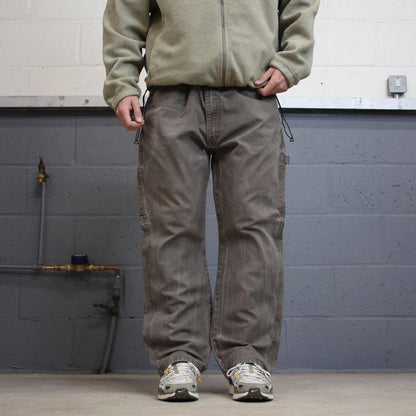 90s Dickies carpenter jeans W42L30 00s skate style khaki thick canvas workwear cargos