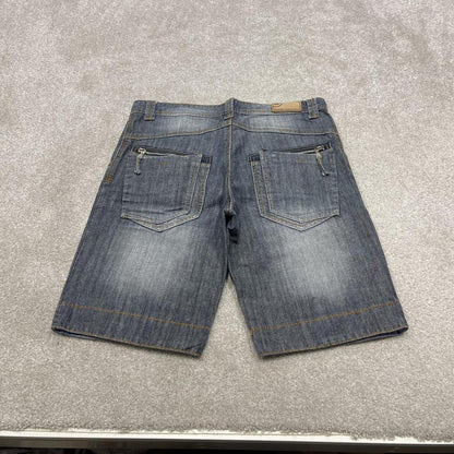 Y2K SWS denim shorts blue Roll up legs summer festival jorts