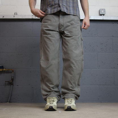 Rustler baggy carpenter jeans y2k loose fit grey 100% cotton canvas skater utility cargo pants