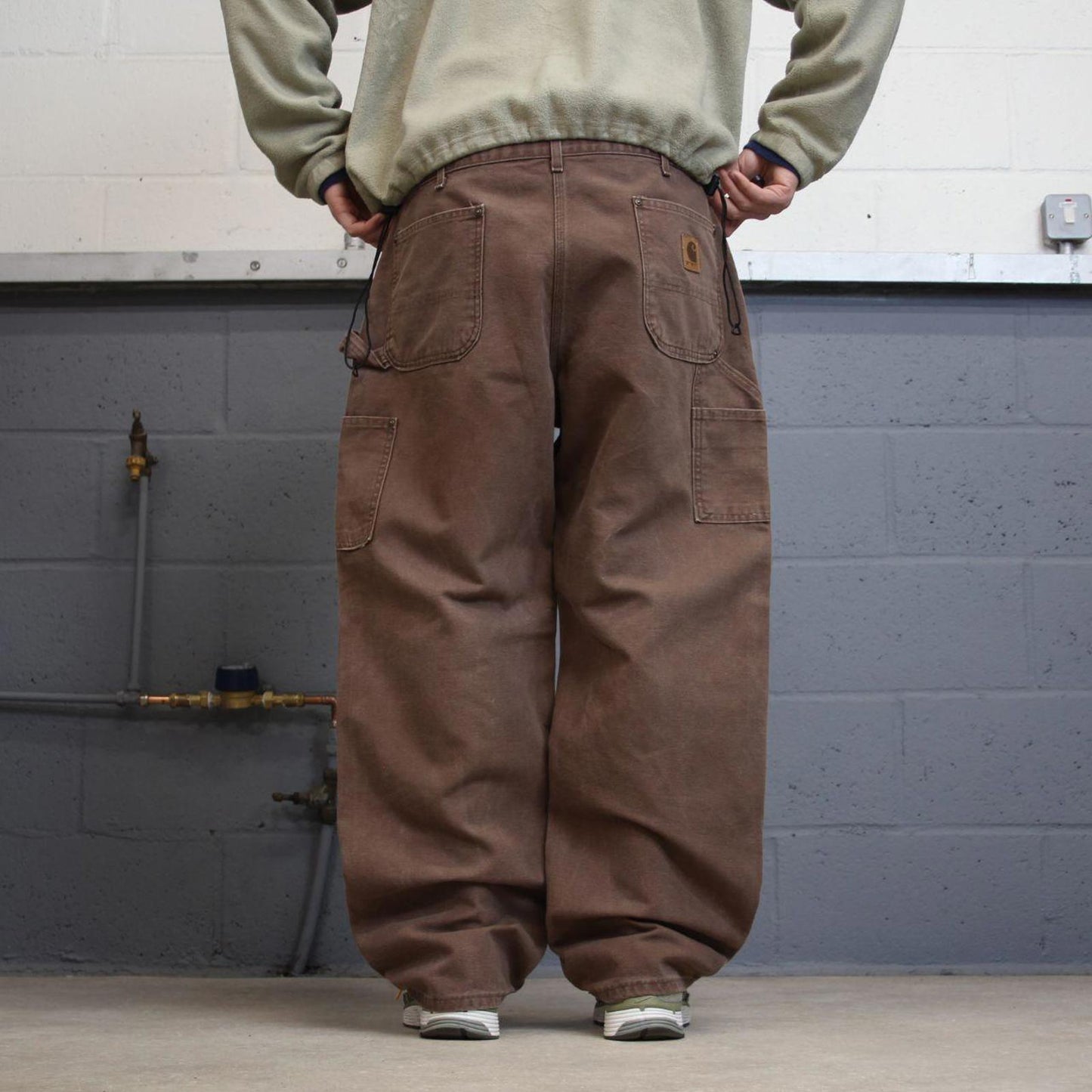 Carhartt double knee carpenter jeans brown  canvas W38L30 90s style thick loose leg cargos