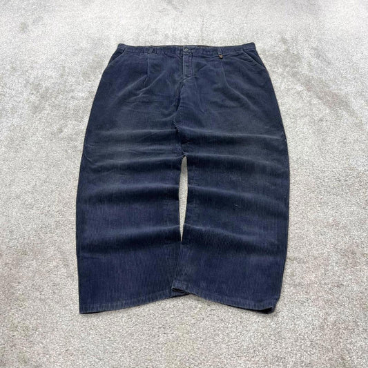 Vintage baggy jumbo corduroy pants navy Wide wale chunky cord trousers