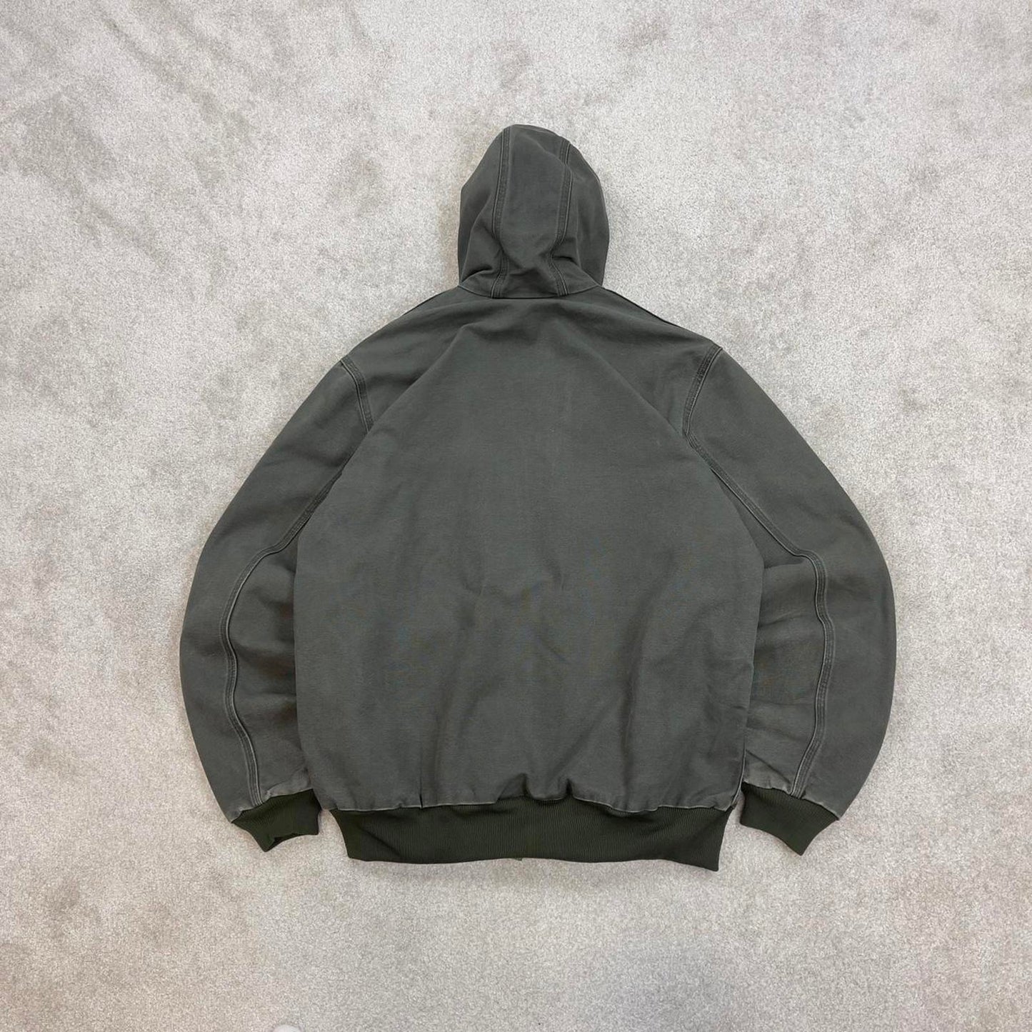 Vintage Green Carhartt hooded active jacket Large technical canvas 90s style skater bomber