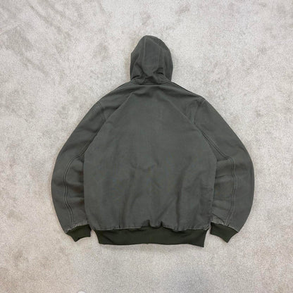 Vintage Green Carhartt hooded active jacket Large technical canvas 90s style skater bomber