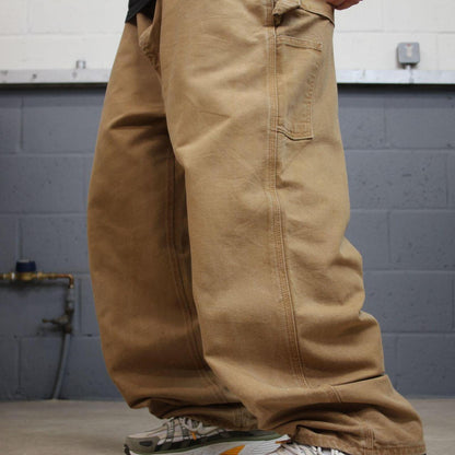 Carhartt baggy carpenter jeans wide leg tan brown Thick canvas skate cargo work pants