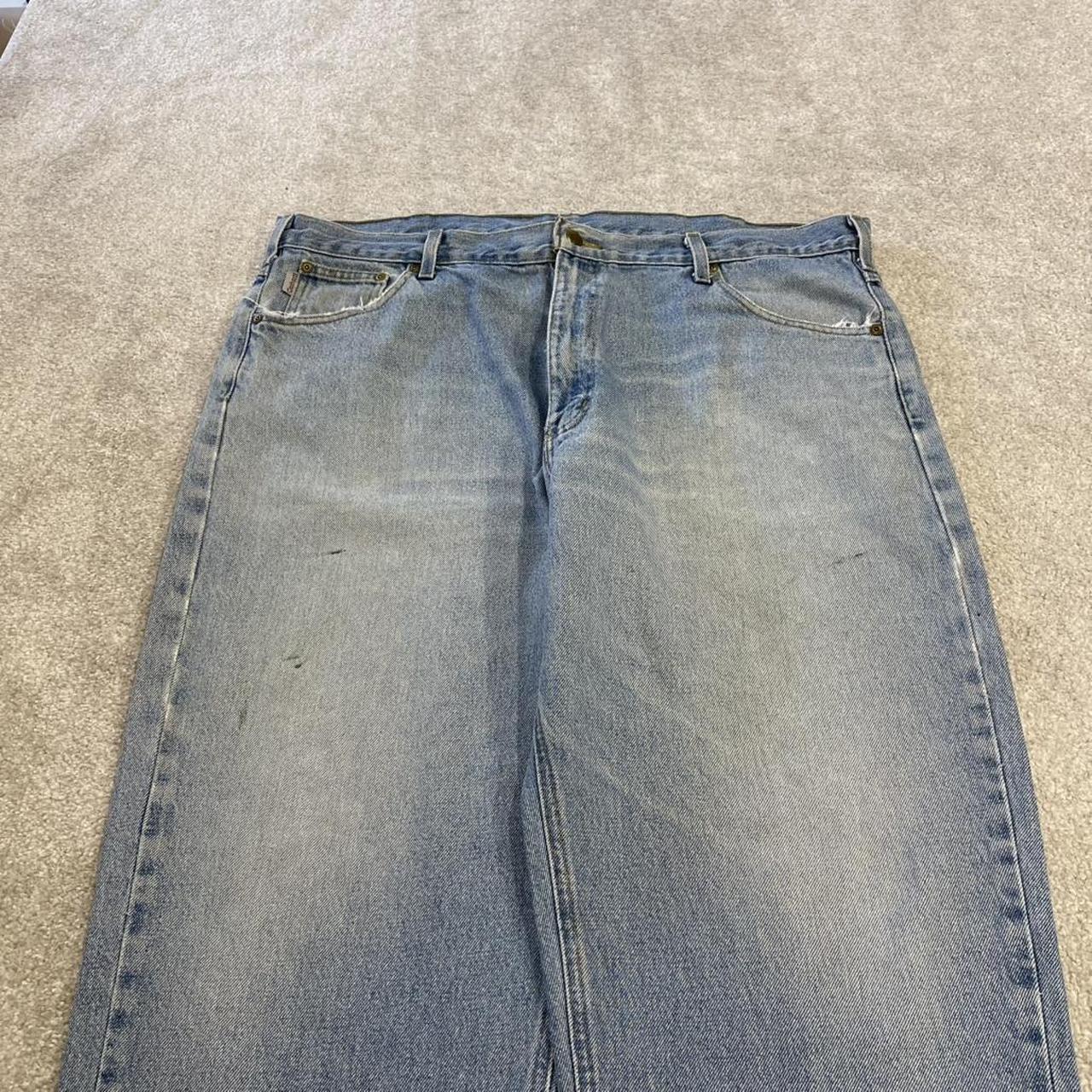 Vintage Carhartt jeans faded blue denim Loose thick skate style workwear pants
