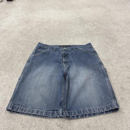 Denim carpenter shorts cargo loose blue Faded Glory skater style surf jorts