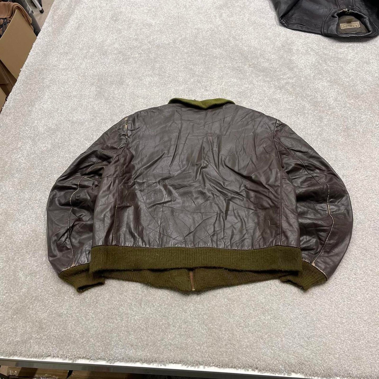 Vintage leather flight bomber jacket Small Men's brown Cooper genuine leather aviation coat USA made