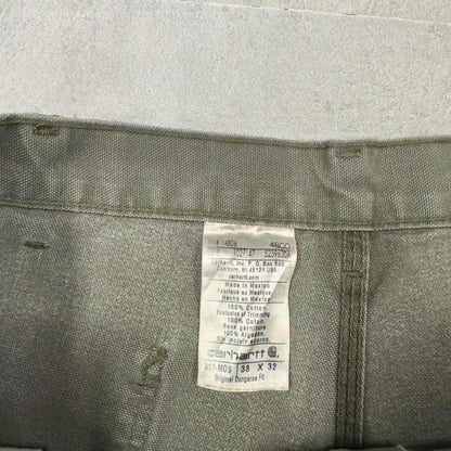 Green Carhartt carpenter pants W38 L27 loose canvas 90s style skater cargos