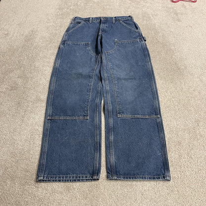 Carhartt double knee carpenter jeans y2k W31L32 blue 100% cotton thick heavy denim American workwear